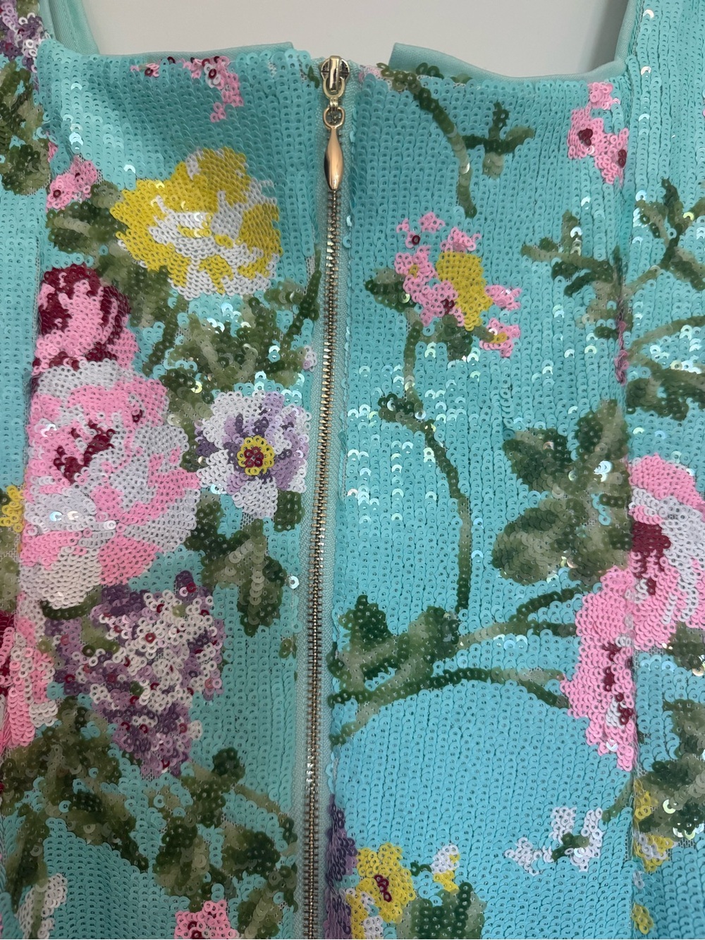 Elliatt Aqua Floral Sequin Tank Dress - Picture 4 of 4
